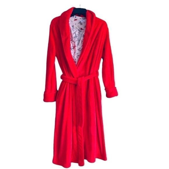 Secret Treasures Winter White Red Cardinal Print Night Gown & Red Robe Sz Medium - Picture 2 of 15
